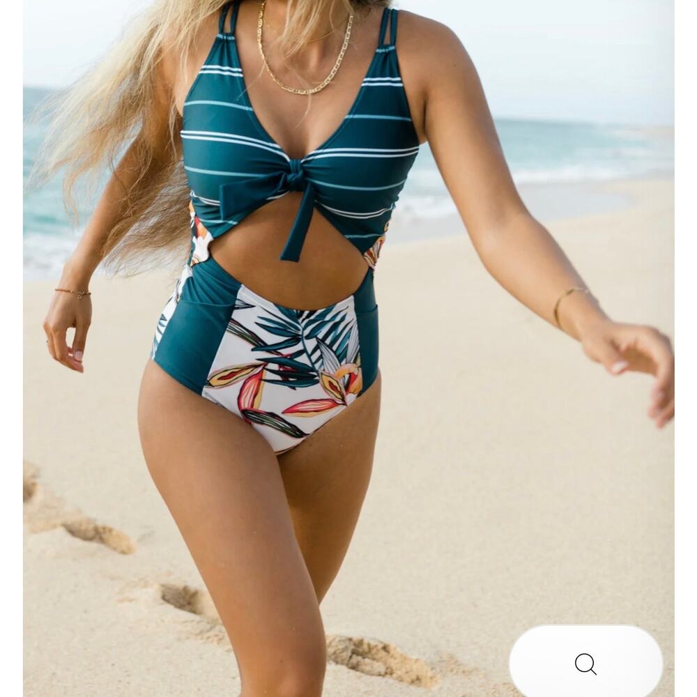 Nani Swimwear Amiya High Tide One Piece Sexy Pockets Floral Womens Medium